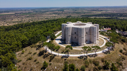 Aerial view of the Castel del Monte in Southern Italy - Octogonal shaped castle built by the Holy...