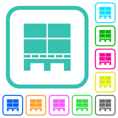 Pallet with boxes vivid colored flat icons