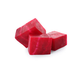 Cut fresh red beet on white background