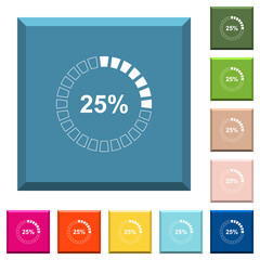 25 percent loaded white icons on edged square buttons