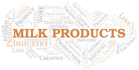 Obraz premium Milk Products word cloud create with text only.