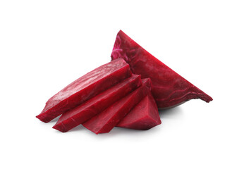 Cut fresh red beet on white background