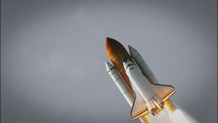 Spaceship launch in clouds.  The elements of this image furnished by NASA.
