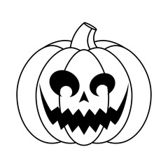 halloween pumpkin face line style icon