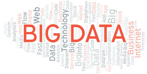 Fototapeta premium Big Data vector word cloud, made with text only.