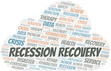 Recession Recovery vector word cloud, made with text only.
