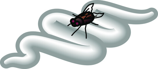 Concept: a fly in the ointment. A fly on a squeezed-out squiggly line of ointment.