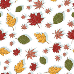 Obraz premium Seamless pattern with fall leaf, abstract leaf texture shadow leaf background design