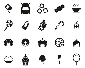 Sugar Or Sugar Food & Drink Icons Black & White Set Big