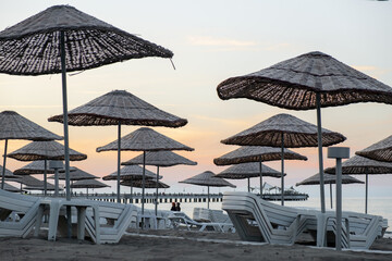 beach umbrellas and chairs