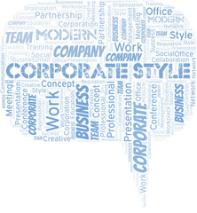 Corporate Style vector word cloud, made with text only.