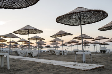 beach umbrellas on the beach, Samsun, 2020