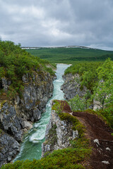 Fototapeta na wymiar View of The Silfar Canyon, Borselv, Norway