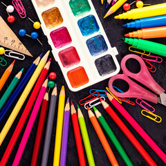 Naklejka premium Back to school concept Background. Copyspace. Top view.