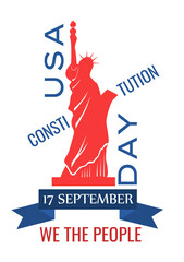 Constitution Day in United States is celebrated in September 17. Patriotic banner, poster, vector. Citizenship Day in north America. Colors of USA flag on the illustration.