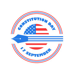 Constitution Day in United States is celebrated in September 17. Patriotic banner, poster, vector. Citizenship Day in north America. Colors of USA flag on the illustration.