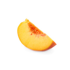 Slice of ripe peach isolated on white