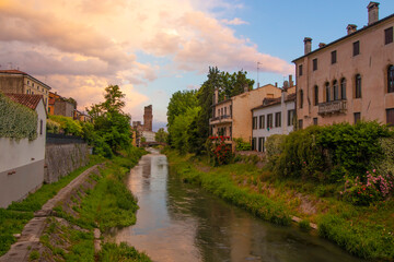 Fototapeta na wymiar Wonderful sunset in Padua city, Italy