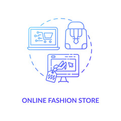 Online fashion store concept icon. Low business investment, startup development idea thin line illustration. Internet boutique, e shopping. Vector isolated outline RGB color drawing