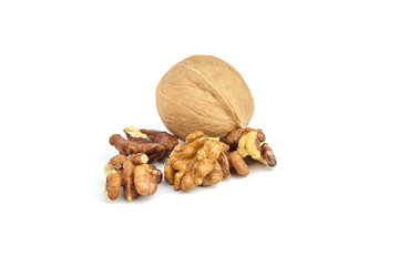 Walnut fruits isolated on white background