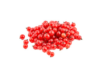 Ripe red currant berries isolated on white background