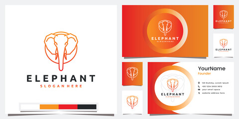 set logo technology with head elephant line art style logo design inspiration