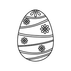 happy easter egg paint with lines and flowers icon