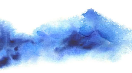 Foto op Plexiglas Abstract color watercolor ink blot horizontal painting background. Isolated on white. © Liliia