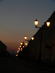 Street lights in the evening