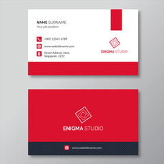 Simple and clean red business card design template
