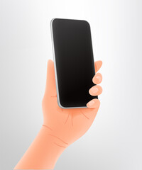 Hand holding modern white premium smartphone