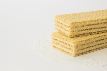 Ukrainian lemon waffles on white background
