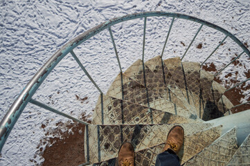 Spiral Staircase with Feet at Burana Tower near Tokmok, Kyrgyzstan