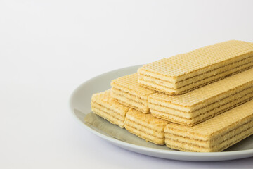 Ukrainian lemon waffles on white background
