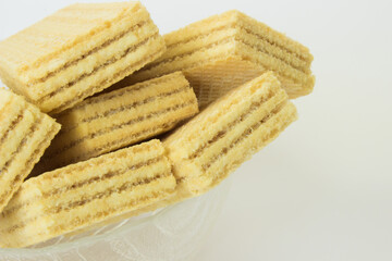 Ukrainian lemon waffles on white background