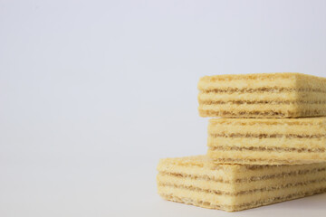 Ukrainian lemon waffles on white background