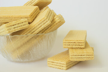 Ukrainian lemon waffles on white background