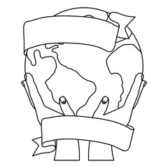 hands lifting world planet earth water day icon