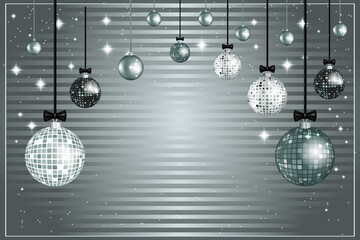 Merry Christmas and New Year striped gold card with vector text