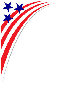 Abstract American flag patriotic corner border with blank space for text.