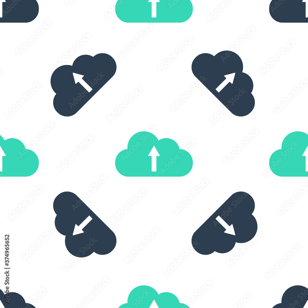 Poster green cloud upload icon isolated seamless pattern on white background. vector.