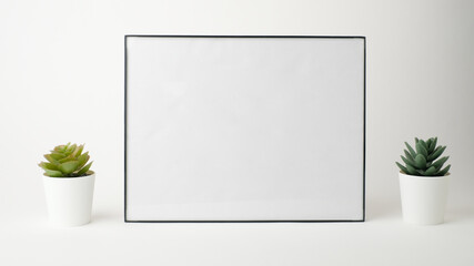 mock up frame with succulent pot .