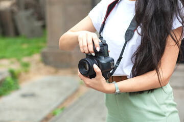 camera in the hand of a photographer