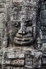 One of the beautiful stone faces seen at Bayon in Siem Reap, Cambodia.