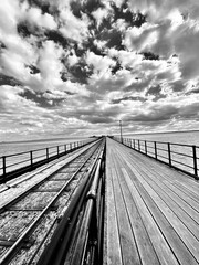 Sea, pier and moody skies 
Southend on Sea in it's beauty 
Adventure Island in the dark 