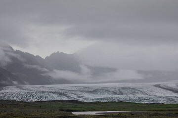 A glacier seen along the southern coastal route of Iceland.