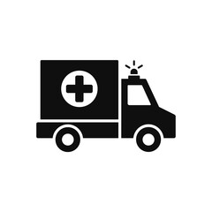 Black ambulance icon. Vector illustration. Isolated, flat design.