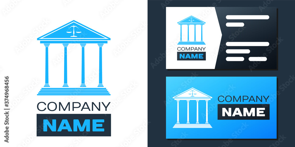 Poster logotype courthouse building icon isolated on white background. logo design template element. vector
