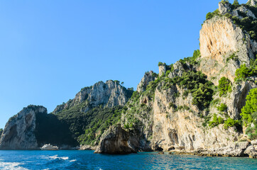Fototapeta premium Magnificent landscapes of the island of Capri from the sea.