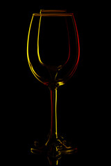 beautiful glass of wine on a black background